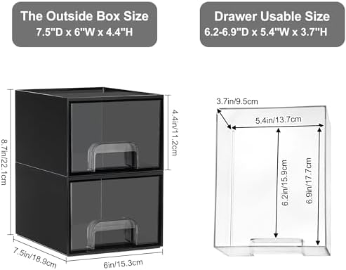 Vtopmart Black Small Stackable Storage Drawers for Cologne Organizer