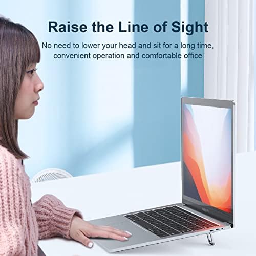 Hagibis Laptop Stand Adjustable Height for Desk, Portable Invisible Laptop Riser, Ergonomic Mount Keyboard Kickstands Aluminum Cooling Pad for MacBook Pro Air, Tablet Laptop (Grey)