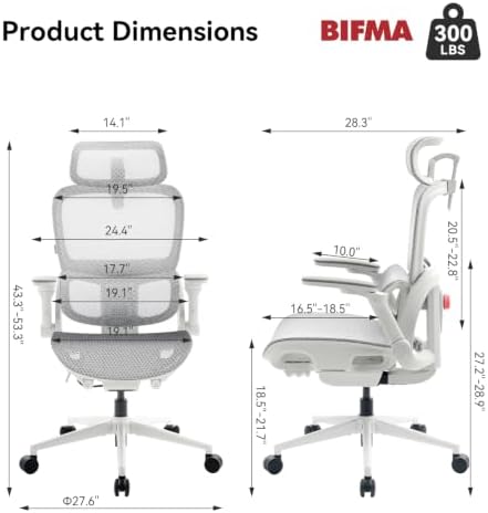 SIHOO B300 Pro Ergonomic Office Chair Without Footrest, 4D Lumbar Support