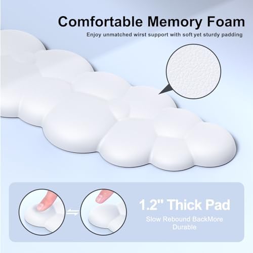 MOKURU Cloud Mouse Pad with Wrist Rest, Cloud Keyboard Wrist Rest, Mouse Pad Wrist Support, Ergonomic Keyboard Mouse Wrist Support White