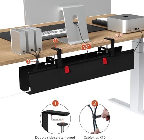 Univivi No Drill Under Desk Cable Management Tray, 28 inch Cable Management