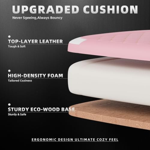 Ergonomic Gaming Chair with Footrest & Massage Lumbar Pillow, Height Adjustable 360° Swivel Computer Chair, Linked Armrest & Headrest for Office Gaming (Pink White)