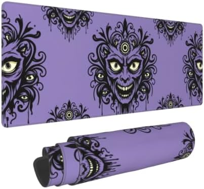 Beauty Haunted Mansion Wallpaper Stretching Room Large Mouse Pad, 31.5x12 Inch Gaming Desk Mat, XXL Non-Slip Rubber Base Computer Pad with Durable Stitched Edges for Work and Play