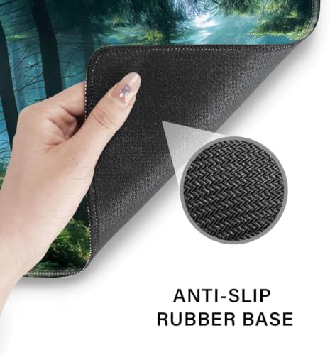 Desk Pad and Keyboard Wrist Rest, Large Mouse Pad + Keyboard Pad+Mouse Wrist Support, Non-Slip Desk Mat Protector for Office, Home 31.5×11.8 Inches Forest