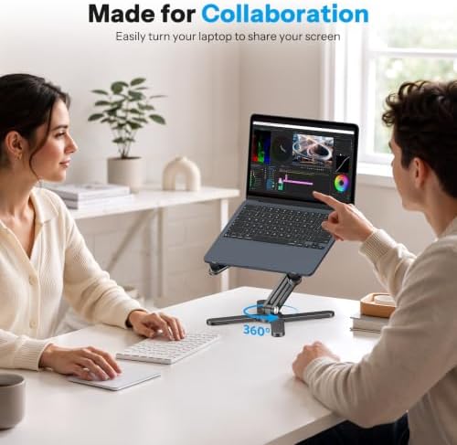 OMOTON LA10 360° Rotating Laptop Stand Riser Foldable for Desk, Black