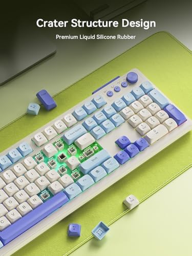 Wireless Keyboard and Mouse Combo, RGB Backlit Rechargeable 2000 mAh Battery, Wireless Computer Keyboards, Tri-Mode Bluetooth/2.4GHz/USB-C Custom Creamy Keyboard, RGB Backlit Media Knob