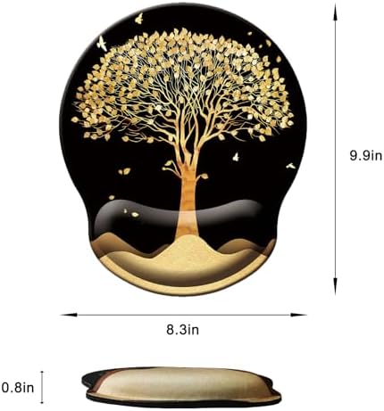 Mouse Pad with Wrist Support, Ergonomic Mouse Pad with Memory Foam Wrist Rest Cushion, Non-Slip Rubber Base Gaming Mice Pad for Home Office Computer Laptop, Tree