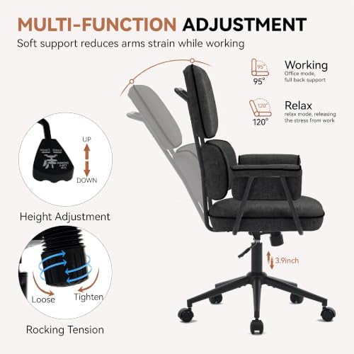 Ergonomic Office Chair, Mid Century Modern Desk Chair, Vintage Dark Grey