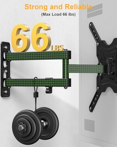 Full Motion TV Wall Mount Bracket Swivel Tilt Extension Rotation for Echo Show 21/15 and Most 19-55 Inch LED LCD Flat Curved Screen TVs & Monitors, Max VESA 400x400mm up to 66lbs