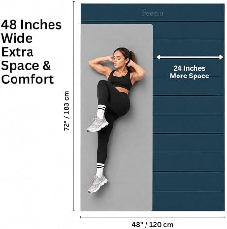 Extra Wide & Large Foldable Yoga Mat, 72" x 48", 6mm/8mm Thick