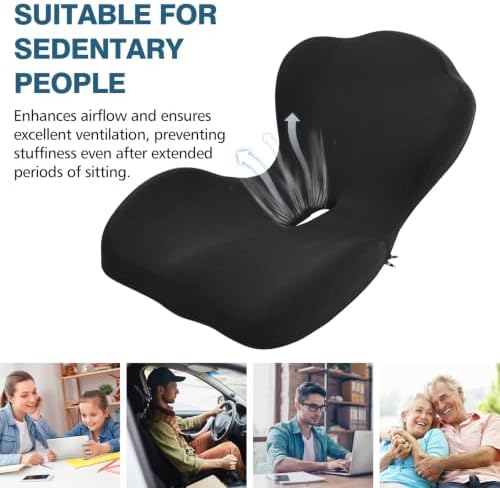 Office Chair Cushion with Lumbar Support Pillow Memory Foam Seat Cushions Ergonomic Dual Layer Integrated Back Pillow for Sciatica Pain Relief for Office Gaming Chair