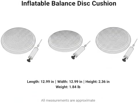13-Inch Inflatable Wobble Cushion with Hand Pump, PVC Seat Disc for Active Sitting and Floor Workouts