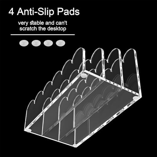 YAGELI 2 Pack 3-Slot Acrylic Mail Organizer for Desktop – Scalloped Clear Document Sorter, Vertical File Holder for Office/Home, Space-Saving Desk Organizer for Letters,Envelope,Bills,Stationery