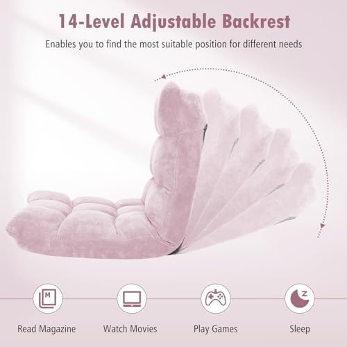 GIANTEX Floor Chairs for Adults, Floor Gaming Chair (Light Pink)