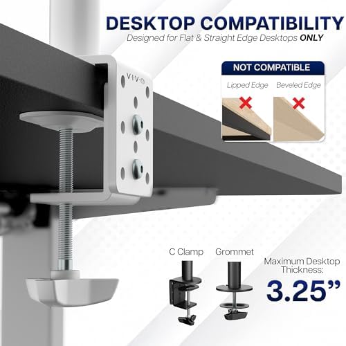 VIVO Dual Ultrawide Monitor Desk Mount, Heavy Duty Fully Adjustable Steel Stand, Holds 2 Computer Screens up to 38 inches and Max 22lbs Each, White, STAND-V038W