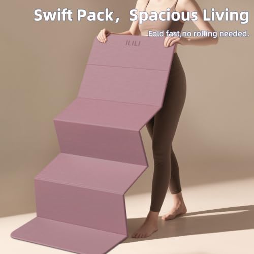 ILILI Foldable Yoga Mat 10mm, Extra Thick, Extra Long, 75x26x0.4 Inch, TPE