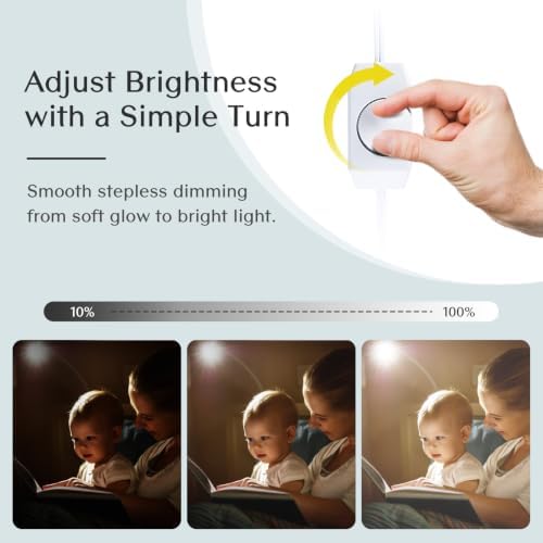 Solfres Patented Innovative Design Headboard Reading Light. No Drilling Book Light for Bedtime Reading. Dimmable LED Book Reading Lamp with Bulb. Movable & Flexible, Burlywood