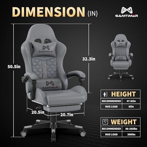 Gamtimer Gaming Chair, 400 LB Weight Capacity,with Pocket Spring Cushion