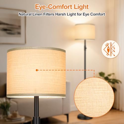 Floor Lamp Simple Design with Shade, Small Tall Lamps for Living Room Bedroom Office Dining Room Kitchen-Black