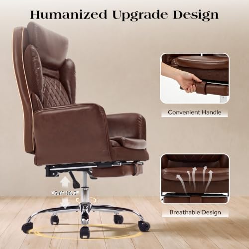 Big and Tall Executive Criss Cross Office Chair with Footrest Flip Armrest