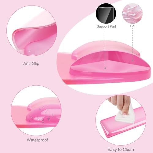 MOSISO Cooling Gel Wrist Rest Support for Mouse Pad&Keyboard Set, Pink