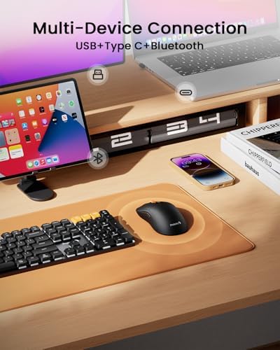 ProtoArc EM15 USB C Mouse, Bluetooth Wireless Mouse for MacBook, Black