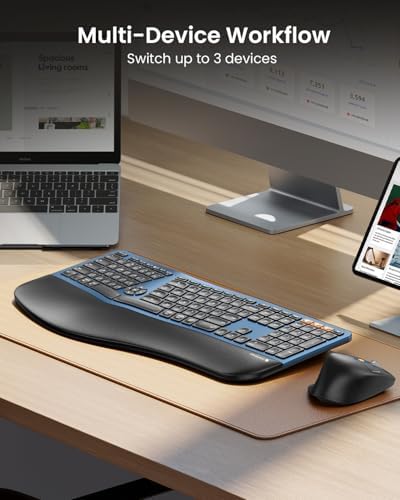 ProtoArc EKM01 Plus Wireless Ergonomic Keyboard Mouse Combo - Blue