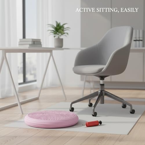 13-Inch Inflatable Wobble Cushion with Hand Pump, PVC Seat Disc for Active Sitting and Floor Workouts