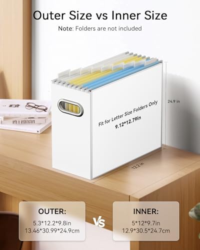 Oterri Portable Collapsible Cardboard File Box with Handle for Letter-Size