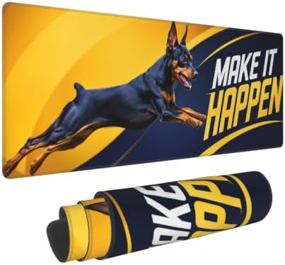 Mini Pinscher Gaming Mouse Pad Large Mouse Pad 11.8x31.5 in Yellow