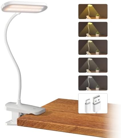 CUHIOY Rechargeable Clip on Light, Bed Headboard Reading Lamp, White