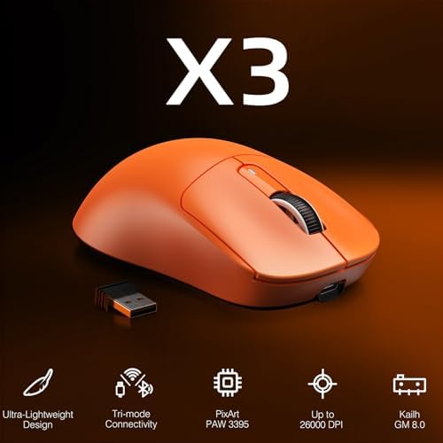 ATTACK SHARK X3 49g Ultra-Lightweight Wireless Gaming Mouse, Orange