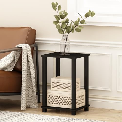 Furinno Simplistic Toolless Small 2-Tier Night Stand, Black Espresso