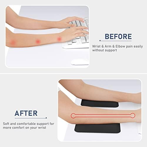 Leolee Elbow Rest Pads for Desk, Black Ergonomic Arm Rest Pads