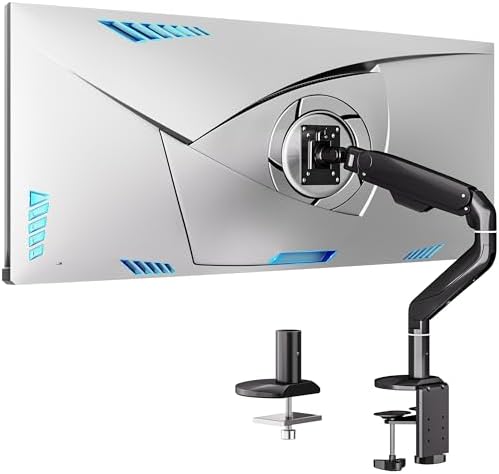 BIZUM Heavy Aluminum Monitor Stand 17 to 43 Inch Monitor Arm, Adjustable-Monitor Mount up to 33lbs with Clamp and Grommet Base, VESA 75x75/100x100mm Black