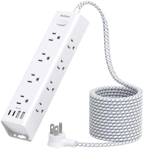 Power Strip Surge Protector with 12 AC Outlets 4 USB, 5FT Extension Cord
