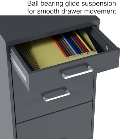 Staples 3-Drawer Vertical File Cabinet, Letter/Legal, Locking, Charcoal