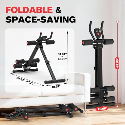 DERACY Ab Workout Machine Adjustable Ab Trainer Abdominal Trainer for Home Gym Foldable Ab Crunch Machine for Core 440 LBS