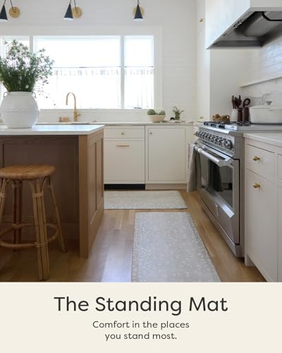 House of Noa Nama Standing Mat – Anti-Fatigue Kitchen Mats for Floor, Cushioned & Non-Slip Kitchen Comfort Mat for Standing, Thick Foam Anti-Fatigue Mat for Kitchen & Workspaces, Fawn Shea 22" x 54"