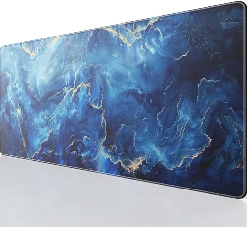 KTRIO Large Gaming Mouse Pad, Desk Mat, 31.5 x 11.8 in, Blue Marble, XL