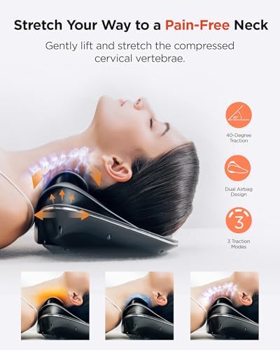 MYTREX Medi Neck Multi-Functional Cervical Traction Device, Electric Stretcher with Dynamic Stretching, 3 Modes Electrotherapy & Hyperthermia to Relieve Cervical Pain, Easy to Use