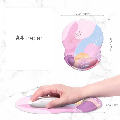 ITNRSIIET Ergonomic Mouse Pad with Gel Wrist Support Small Wrist Rest Smooth Surface Non-Slip PU Base Comfortable Office Supplies Pain Relief, 8.7 x 7.2 inches, Art Style Pattern