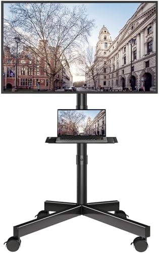 BONTEC Rolling TV Stand with Tilt,Mobile TV Stand Wheels for 23–65 Inch TVs
