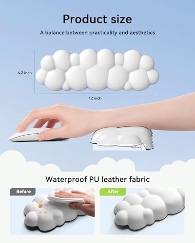 Elbow Pad for Desk, 2-Pack Cloud Elbow Rest(White), Edge Arm Rest