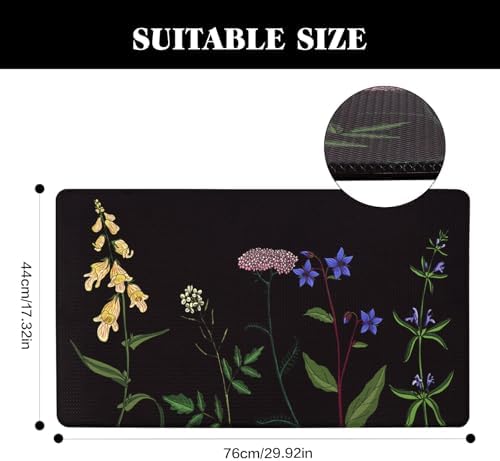 Mirok Washable Anti Fatigue Mat for Cushioned Floor Mats,Colorful Floral Non-Skid Ergonomic Comfort Foam Rugs,Non Slip Kitchen Rug(Multi Flower,17"x29")