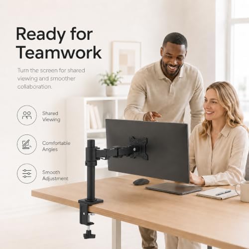 Single Monitor Desk Mount, Adjustable Pole, 17-27 Inch, VESA 75/100