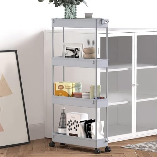 SPACELEAD 2-piece Set Slim Storage Cart 3 Tier,Bathroom Organizer Rolling Utility,Mobile Shelving Unit Slide Out for Office, Kitchen, Laundry Room & Narrow Places