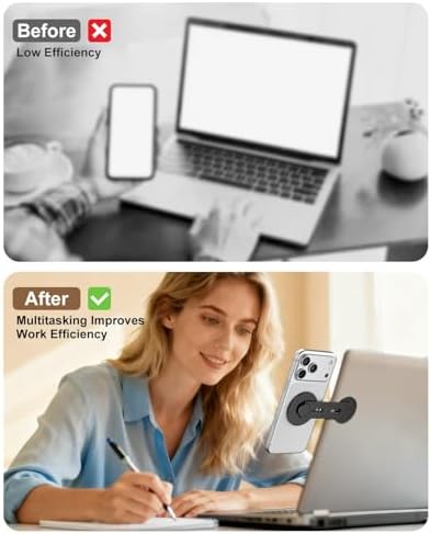 CloudValley Magnetic Phone Laptop Holder Mount, Foldable Hidden Portable Stand for iPhone 17/16/15/14/13 & All Phone, Clamp for Monitor Side, Compatible with Laptop, Desktop, Tesla Model 3/ Y, Black