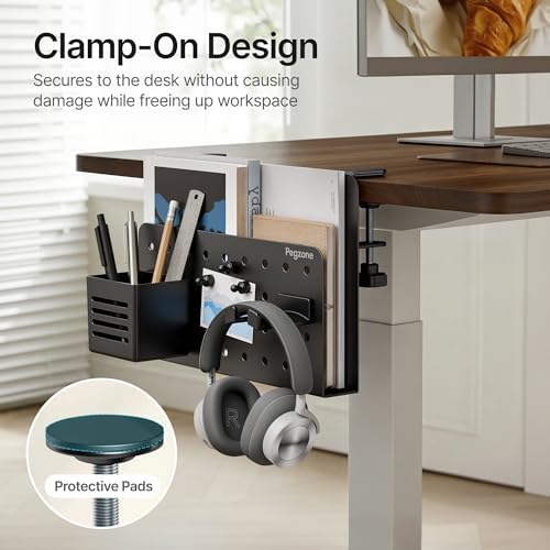 Under Desk Storage Organizer, Laptop Holder for 0.4"-2.2" Desk Edge, Black