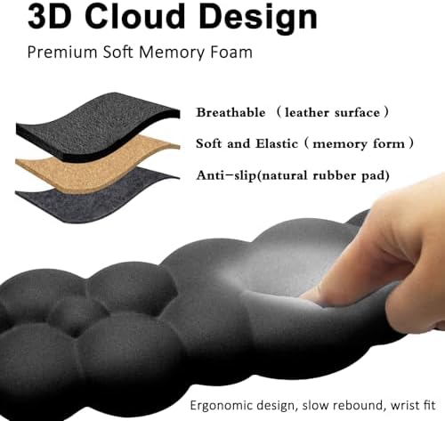 Cloud Wrist Rest Mouse Pad & Keyboard Wrist Support Set for Home & Office